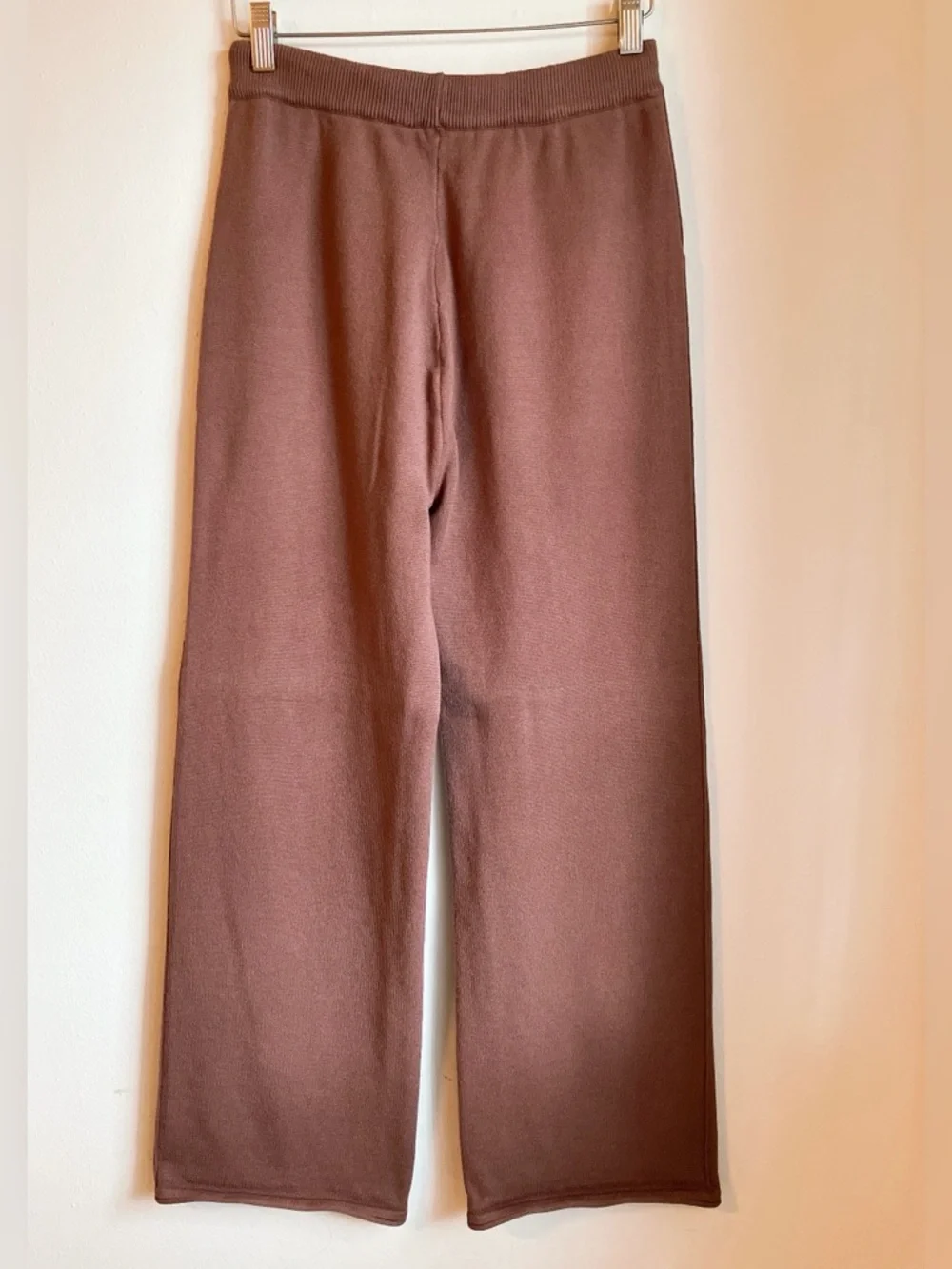 Amazon High-Rise Wide-Leg Drawstring Knit Lounge Pants Coffee Brown NWOT Small - Picture 4 of 10